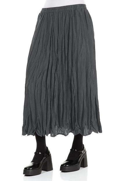 Graphite Blue Crumpled Pure Silk Skirt 3