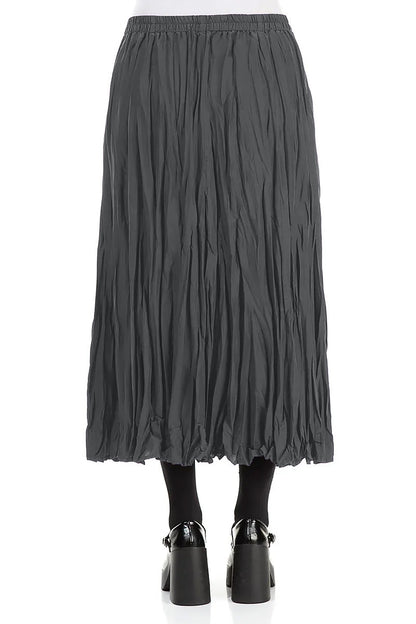 Graphite Blue Crumpled Pure Silk Skirt 2