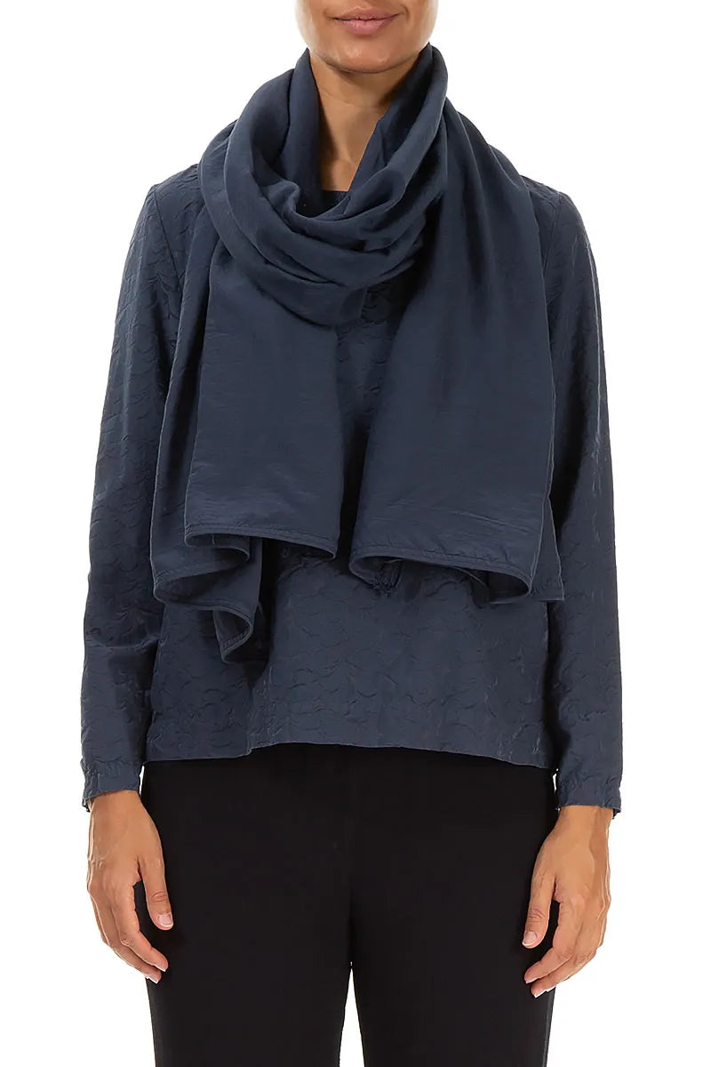 Graphite Blue Silk Cotton Scarf 1