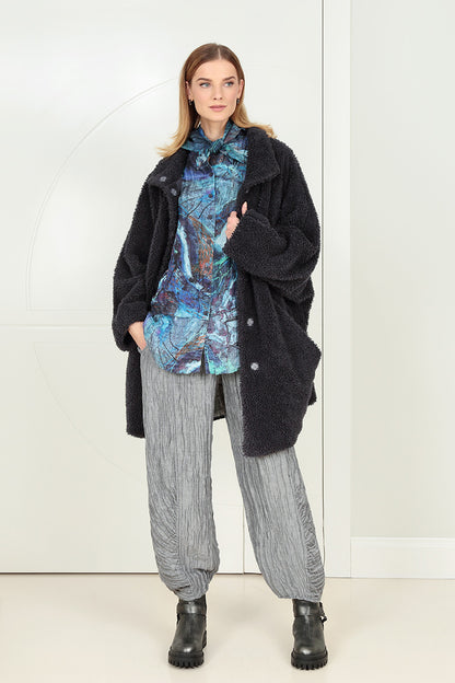 Graphite Blue Teddy Cotton Coat