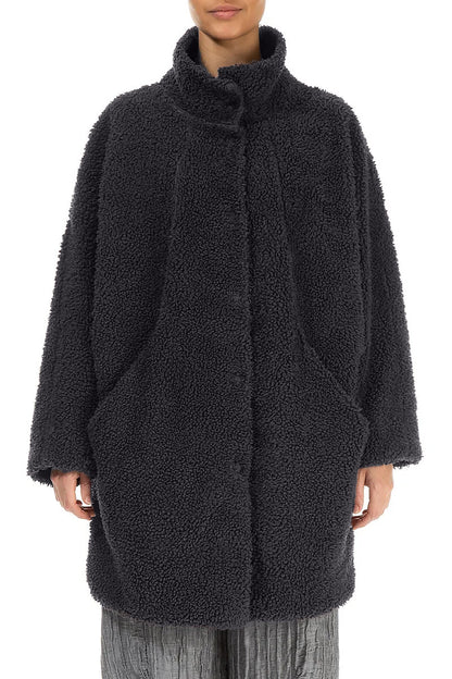 Graphite Blue Teddy Cotton Coat
