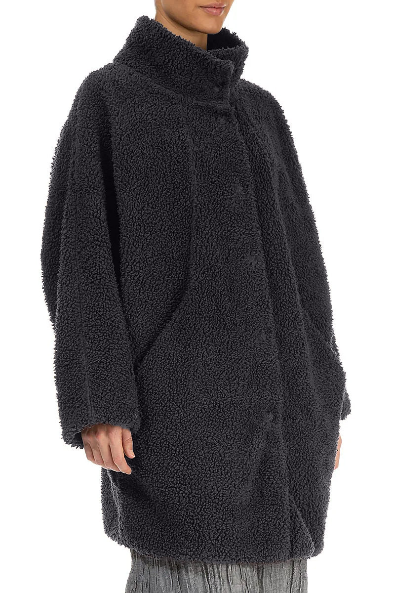 Graphite Blue Teddy Cotton Coat