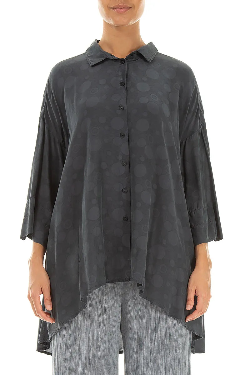 Graphite Bubbles Silk Bamboo Shirt