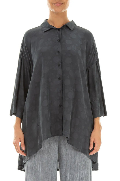 Graphite Bubbles Silk Bamboo Shirt