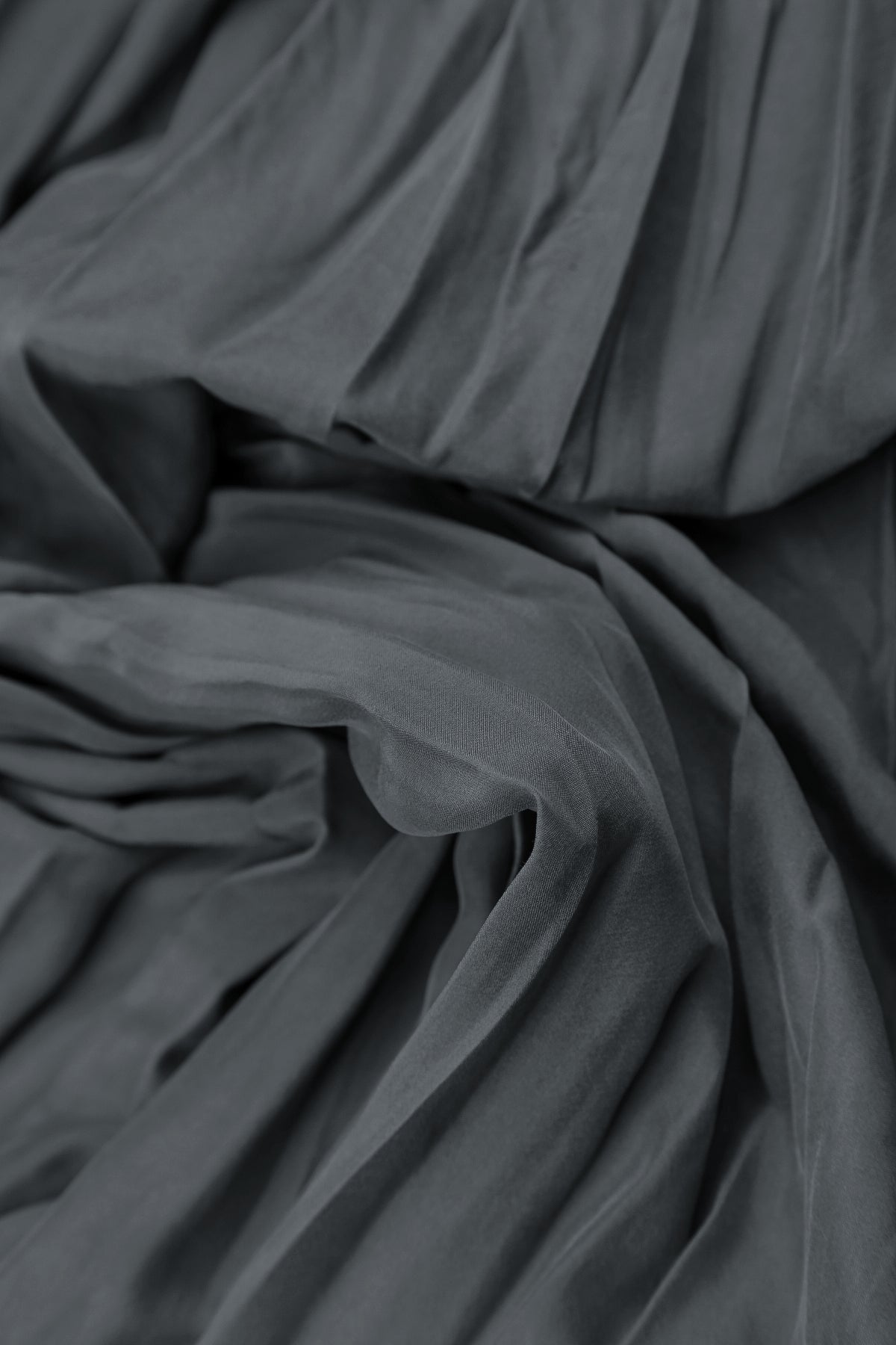 Graphite Crumpled Pure Silk Skirt
