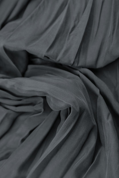 Graphite Crumpled Pure Silk Skirt