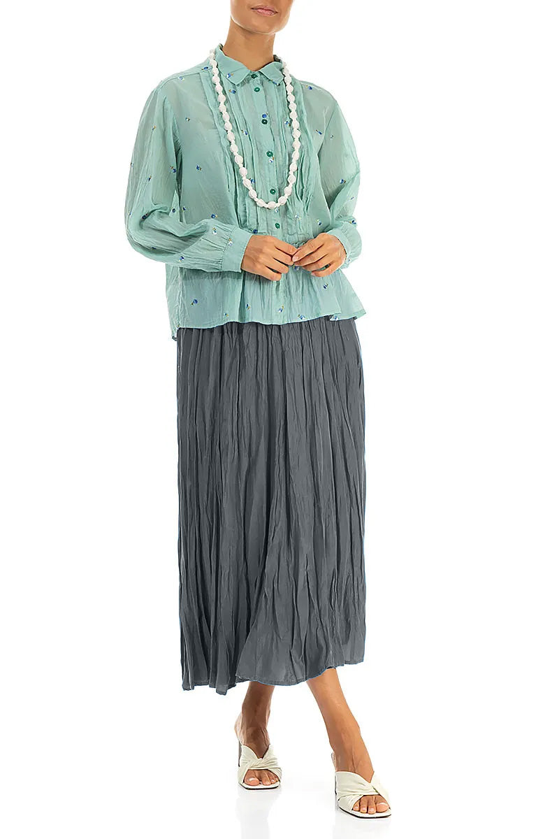 Graphite Crumpled Pure Silk Skirt