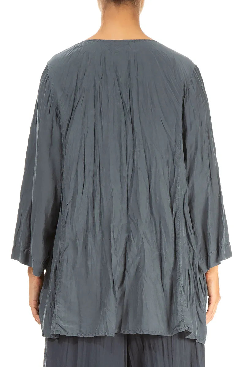 Graphite Crumpled Pure Silk Tunic