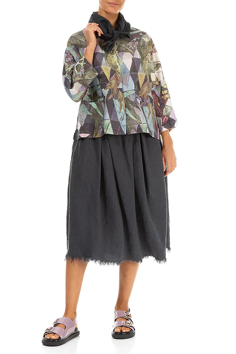 Graphite Gauze Linen Scarf 2