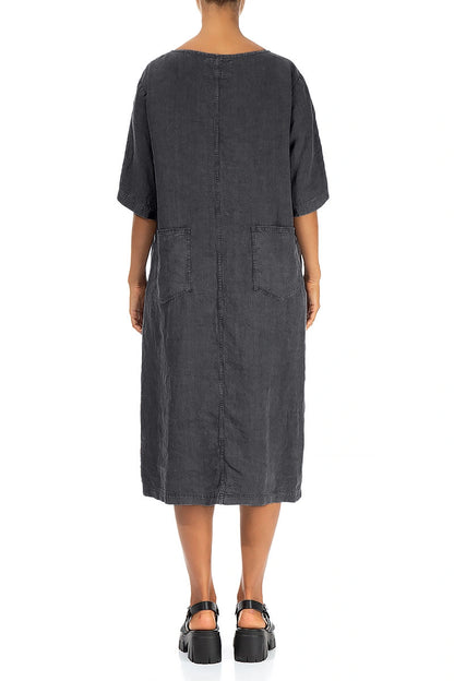Graphite Linen Shift Dress