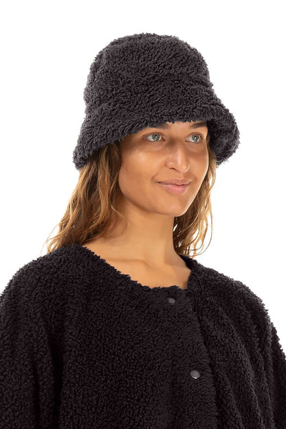 Graphitfarbener Teddy-Baumwoll-Bucket-Hat