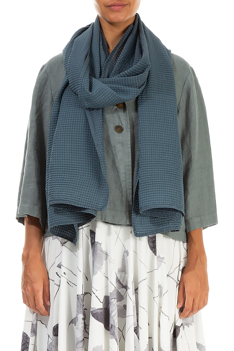 Graphite Textured Silk Cotton Scarf 1