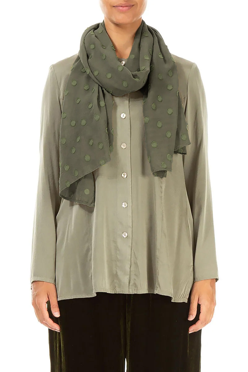 Green Mist Light Dotty Silk Scarf 1