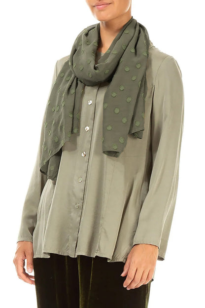 Green Mist Light Dotty Silk Scarf 3