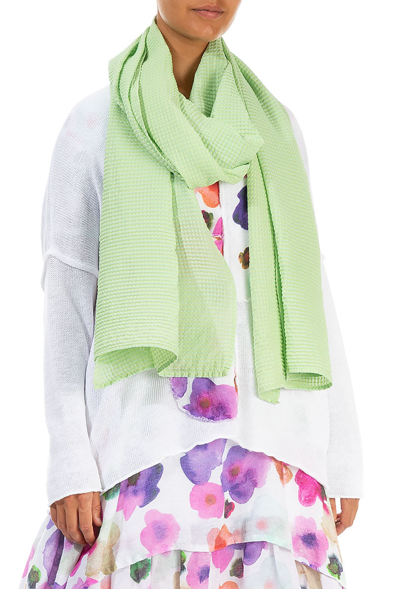 Green Sorbet Textured Silk Cotton Scarf 3