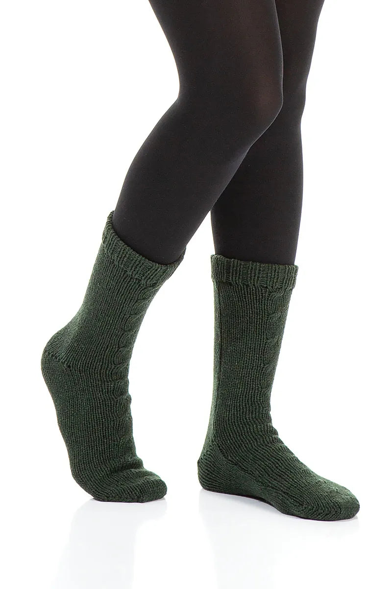 Green Wool Linen Socks 1