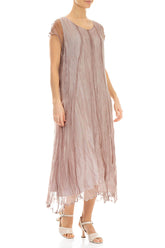 Greige Crumpled Silk Chiffon Dress 3
