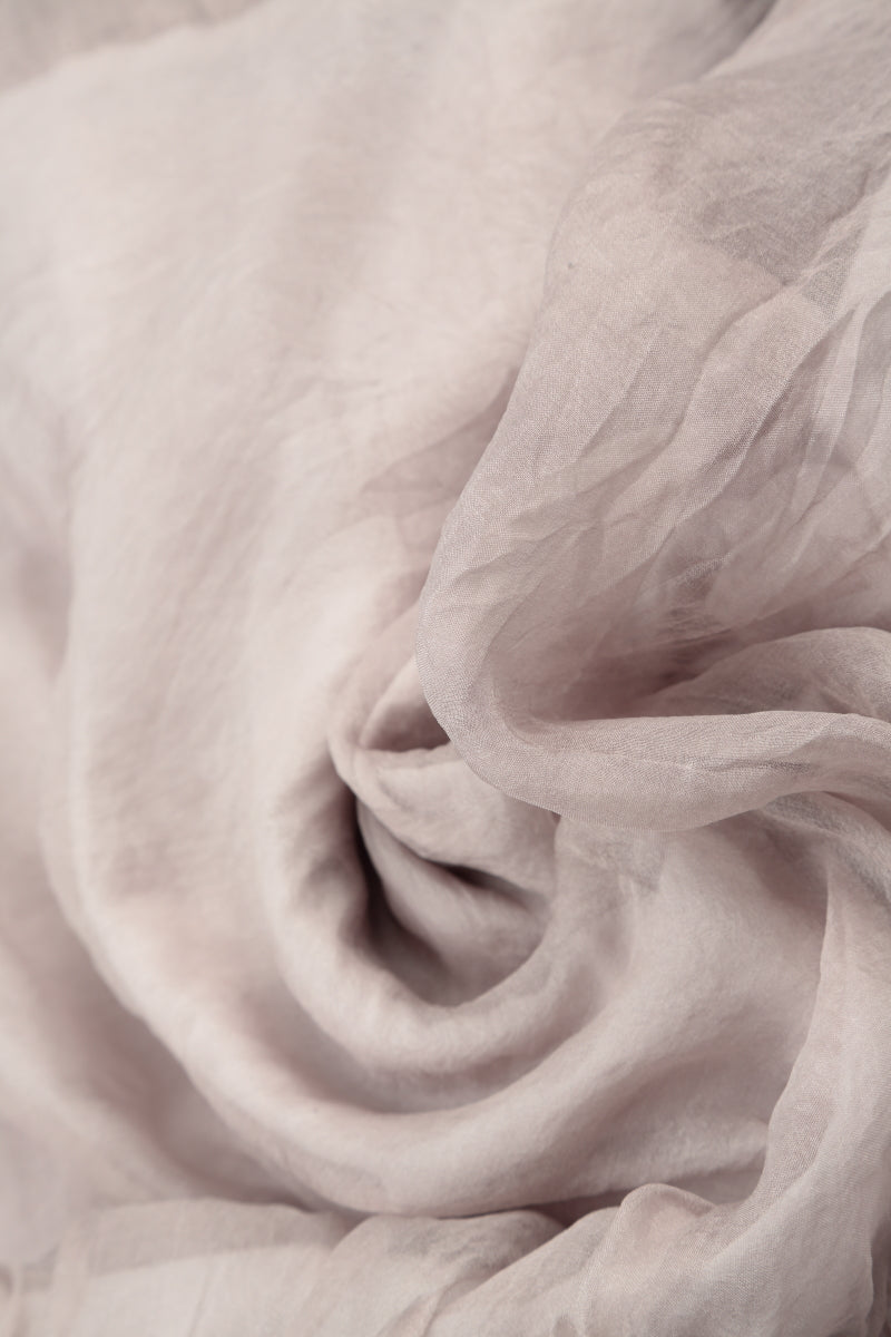 Greige Crumpled Silk Chiffon Scarf 4