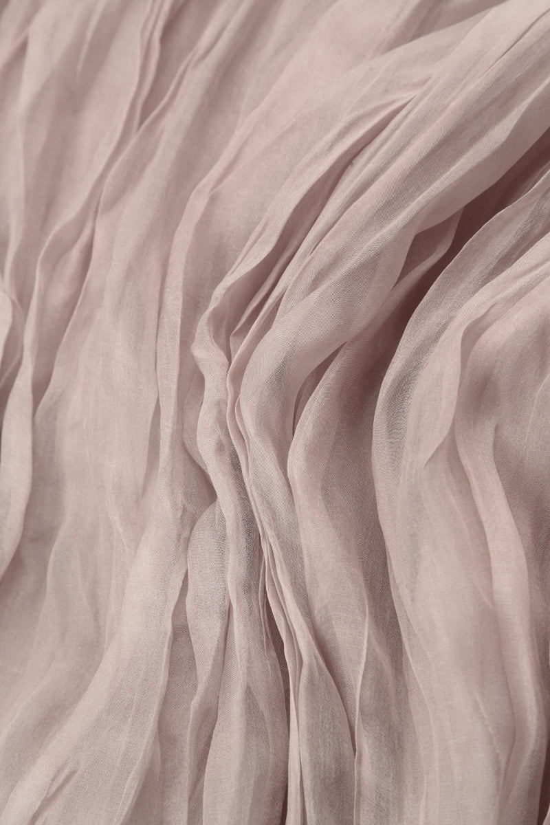 Greige Crumpled Silk Chiffon Skirt