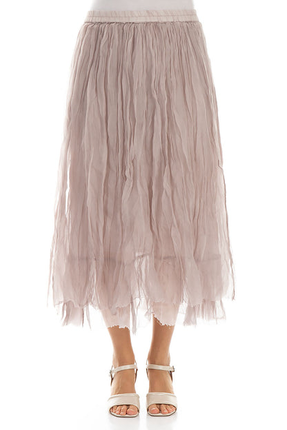 Greige Crumpled Silk Chiffon Skirt