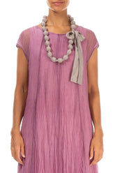 Greige Silk Bead Necklace 1