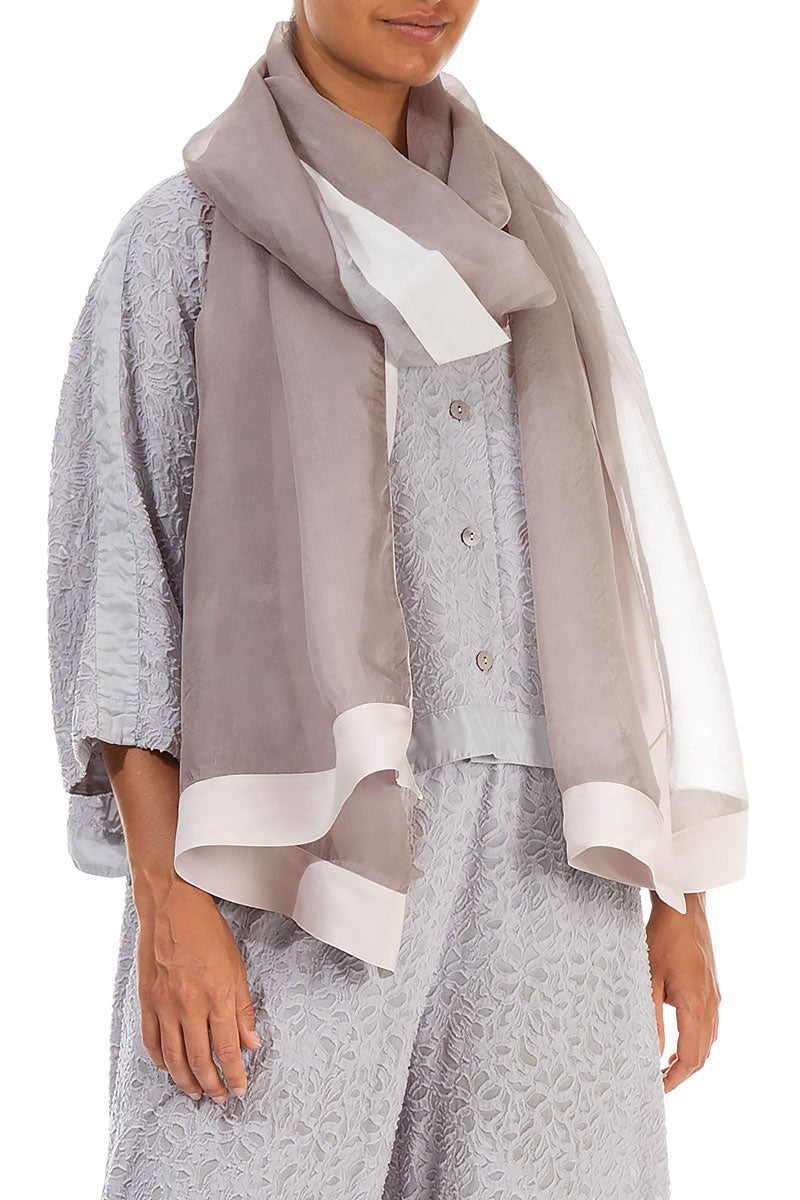Greige Silk Chiffon Scarf 3