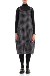 Grey Check Linen Pinafore Dress 1