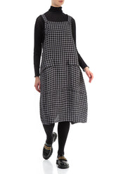 Grey Check Linen Pinafore Dress 4