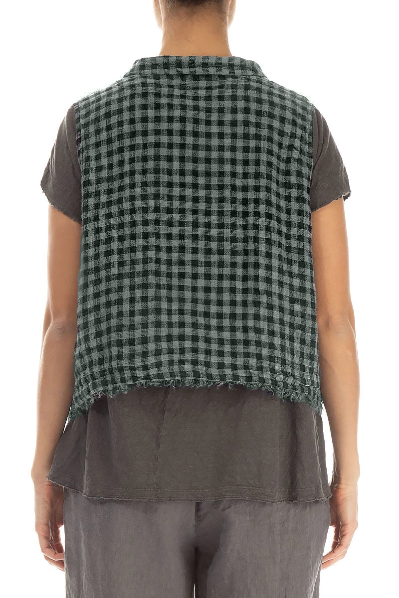 Sage Check Linen Vest 2