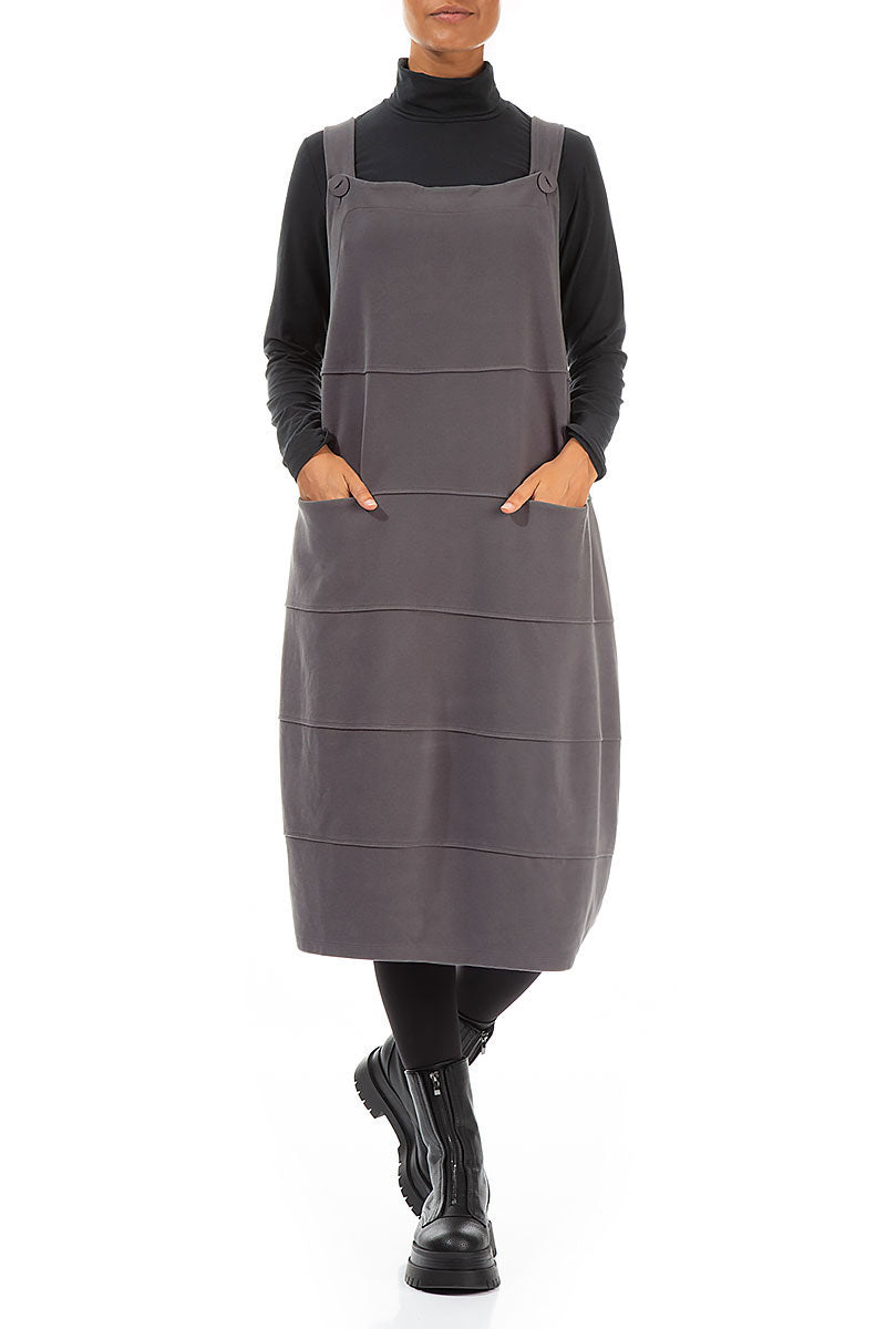 Grey Cotton Jersey Balloon Dungaree Dress