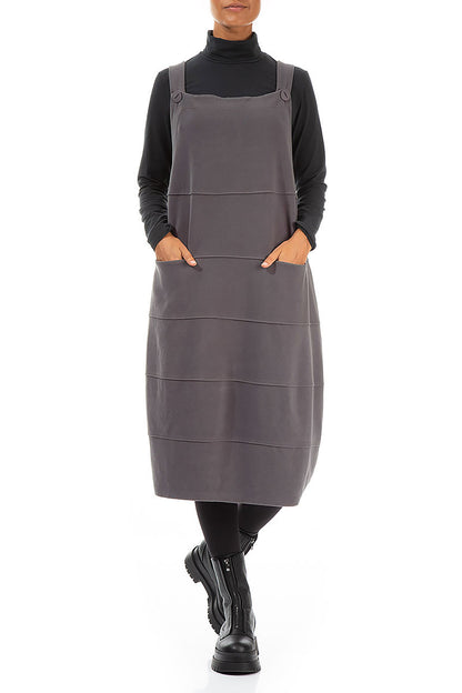 Grey Cotton Jersey Balloon Dungaree Dress