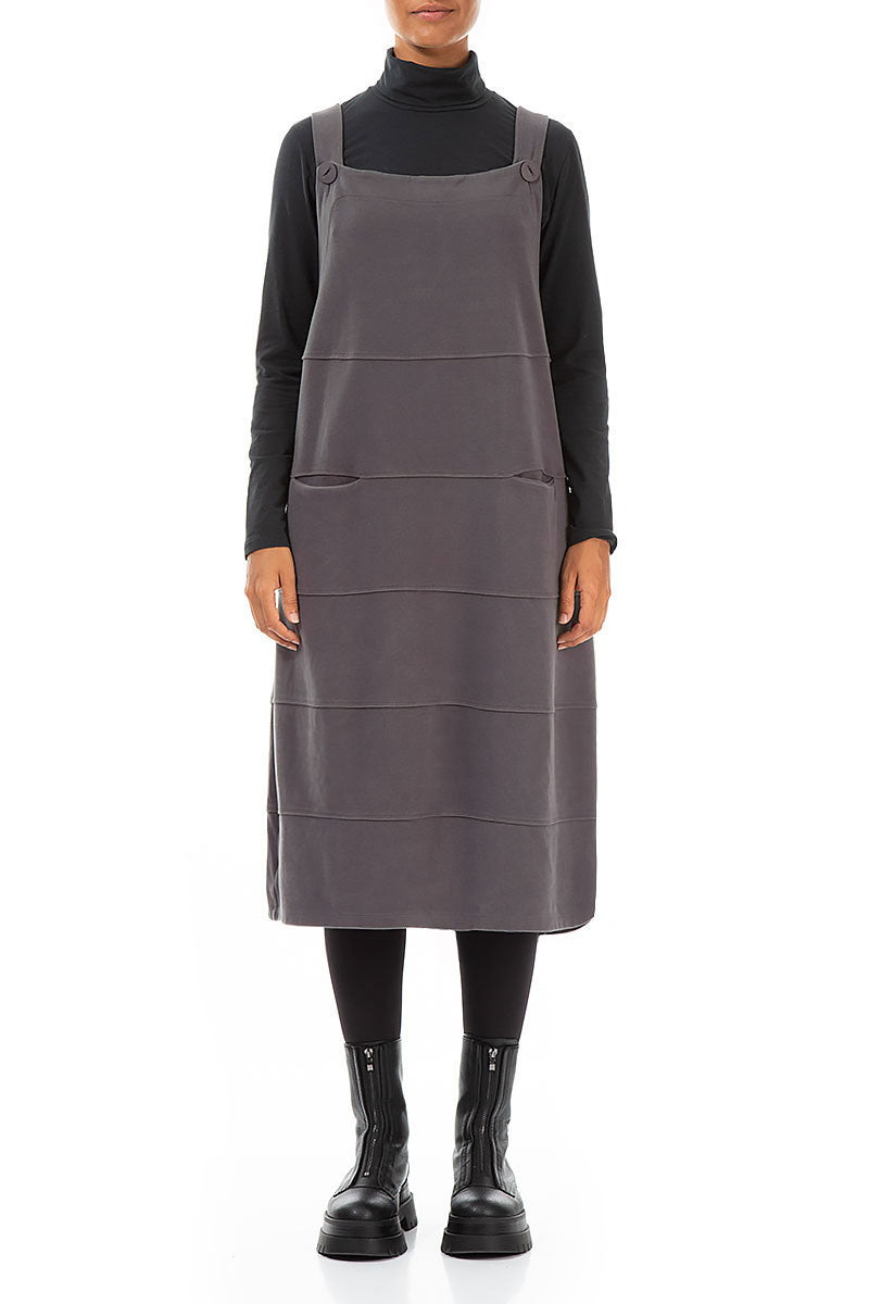 Grey Cotton Jersey Balloon Dungaree Dress