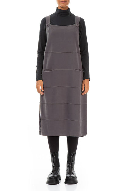 Grey Cotton Jersey Balloon Dungaree Dress
