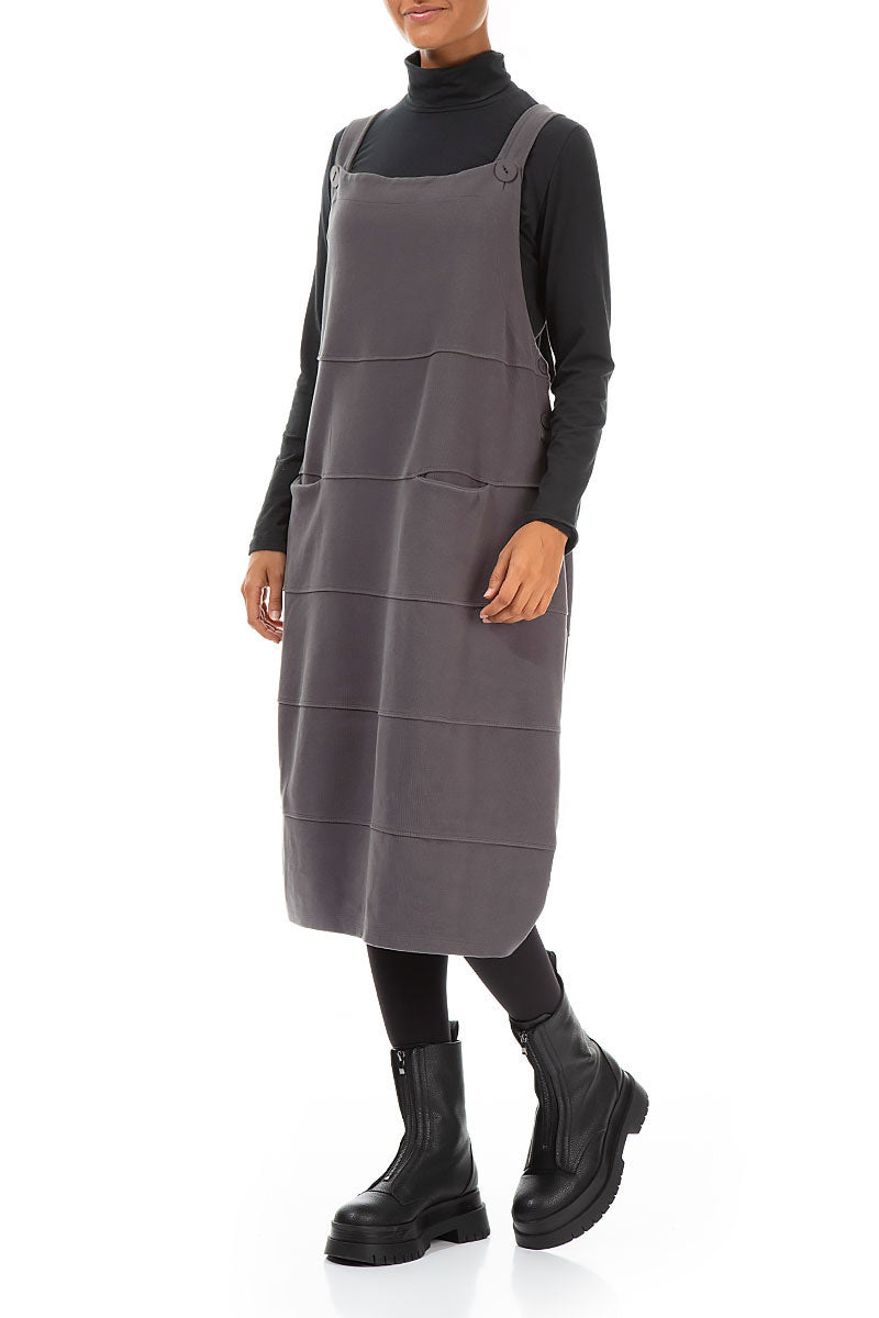 Grey Cotton Jersey Balloon Dungaree Dress