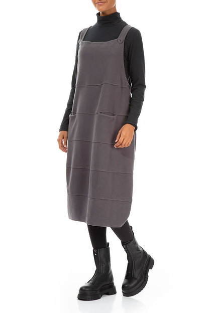 Grey Cotton Jersey Balloon Dungaree Dress