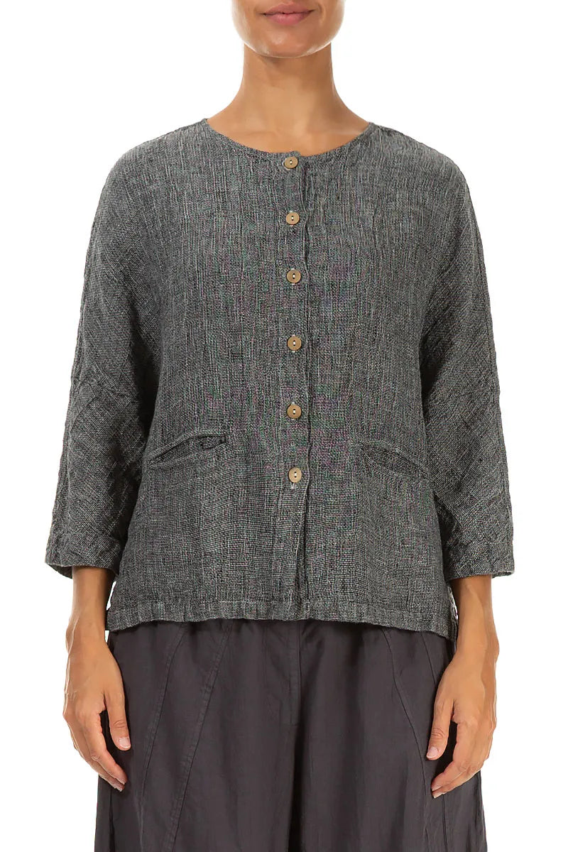 Chemisier veste en lin mélangé gris Evergreen