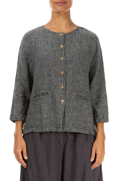 Chemisier veste en lin mélangé gris Evergreen