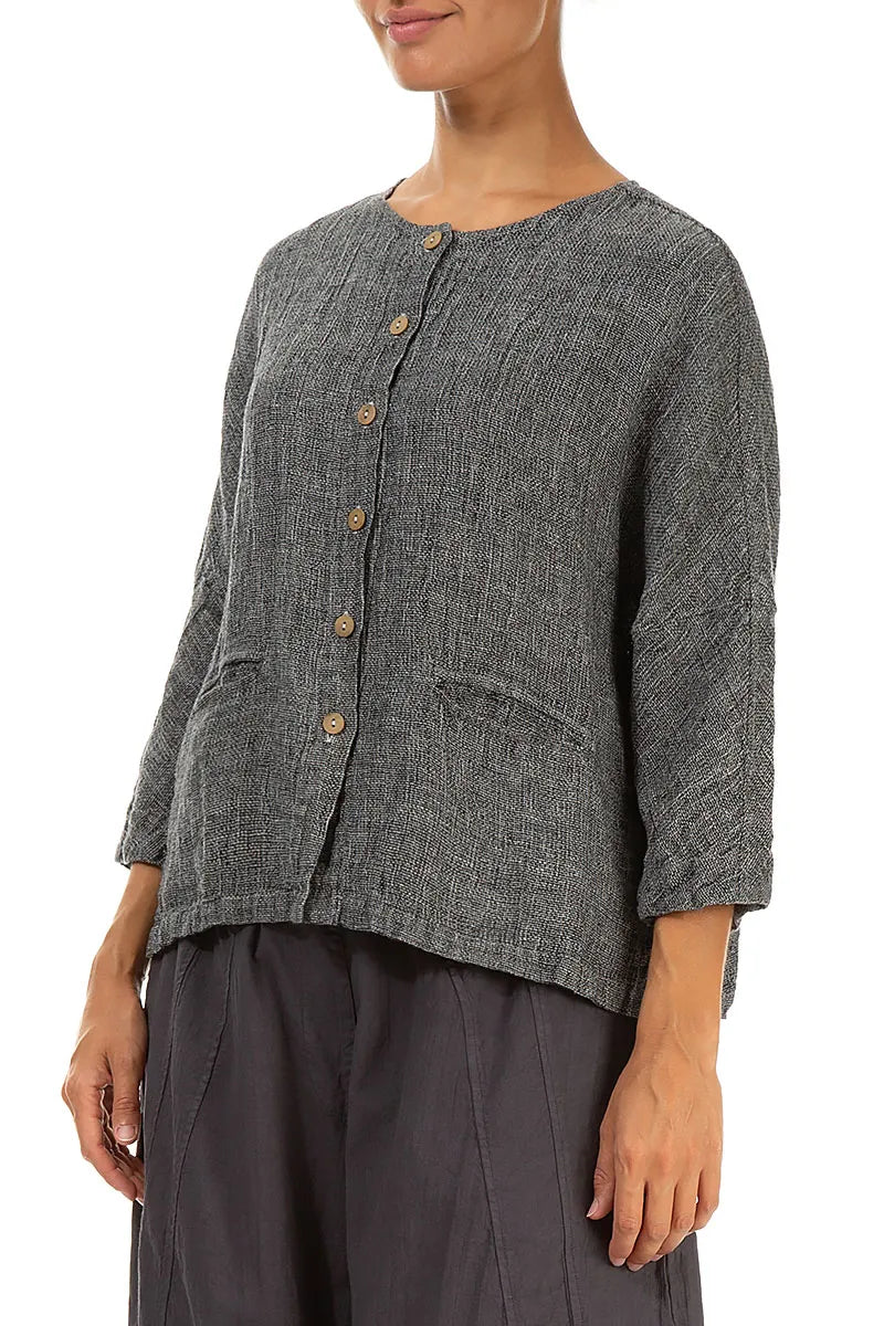 Chemisier veste en lin mélangé gris Evergreen