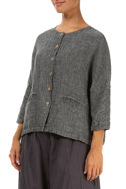 Chemisier veste en lin mélangé gris Evergreen