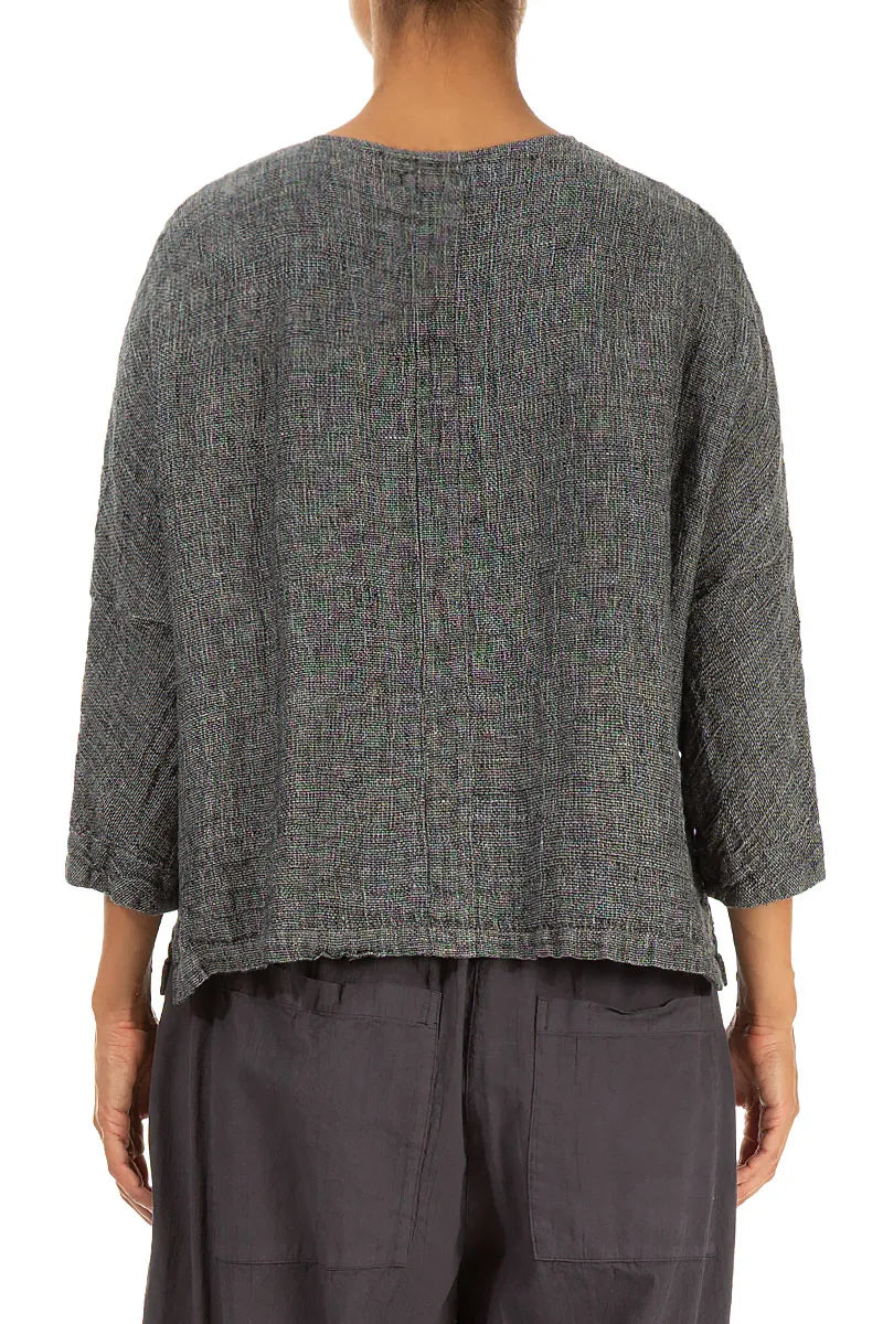 Chemisier veste en lin mélangé gris Evergreen
