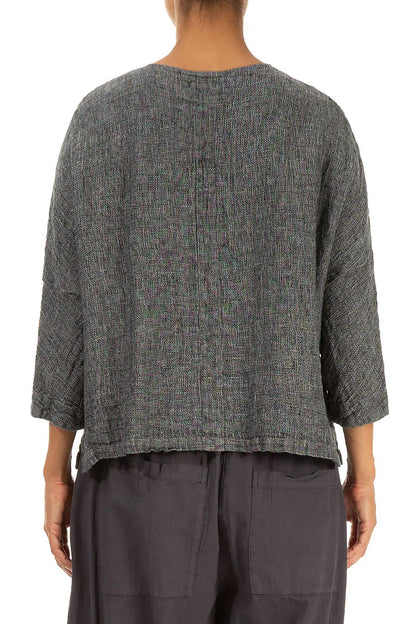Chemisier veste en lin mélangé gris Evergreen