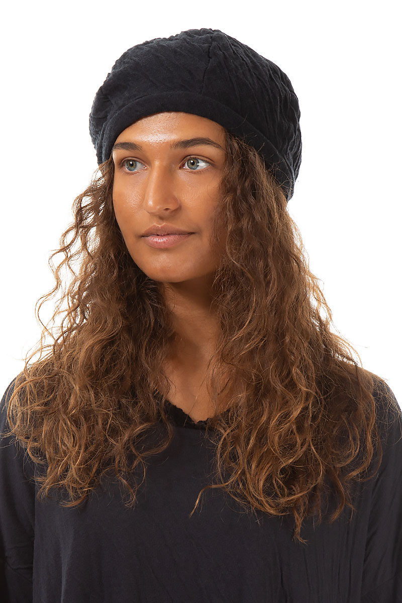 Grey Wavy Cotton Beret 1