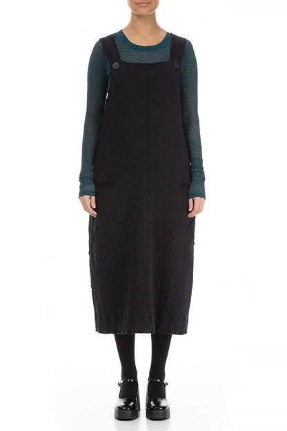 Grey Wavy Cotton Pinafore Dress 1
