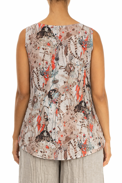 Sleeveless Savannah Textured Silk Top