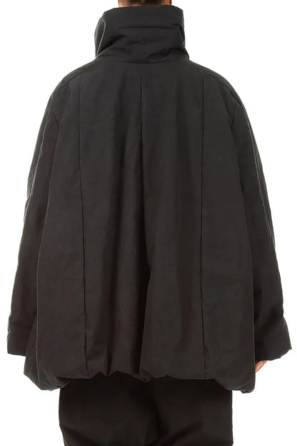 High Collar Black Cotton Puffer Coat 3