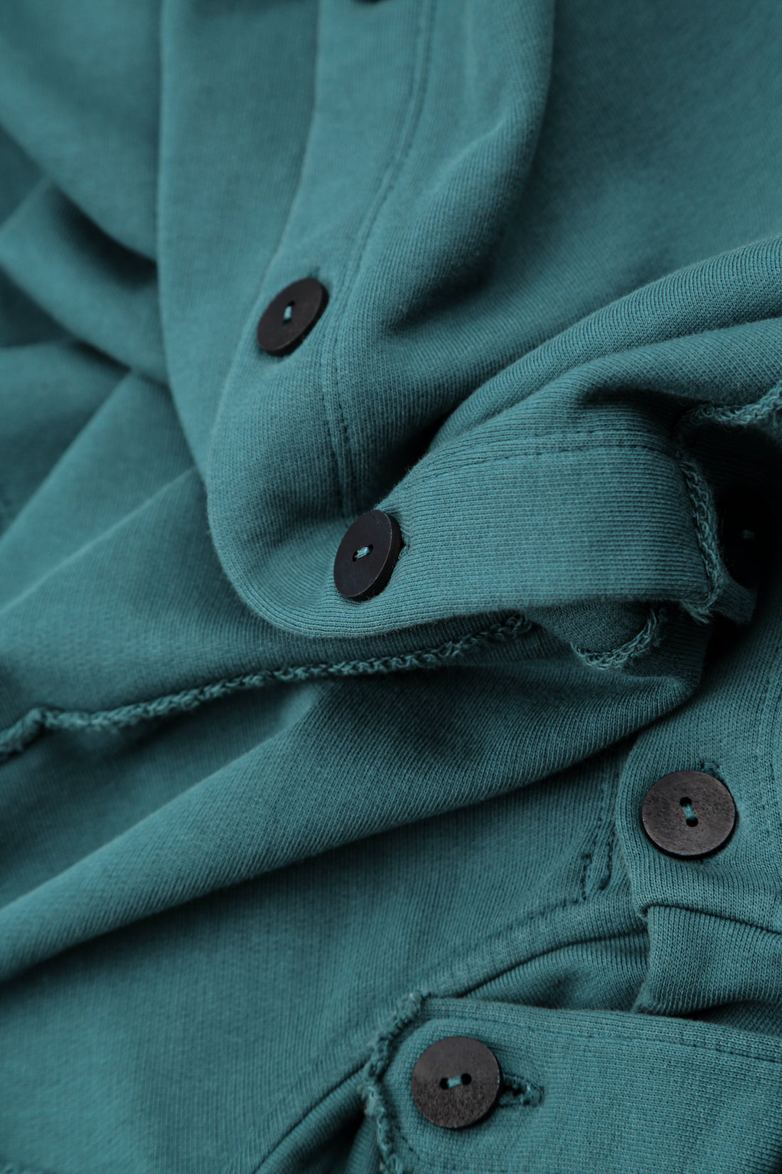High Collar Deep Turquoise French Terry Cotton Jacket 5