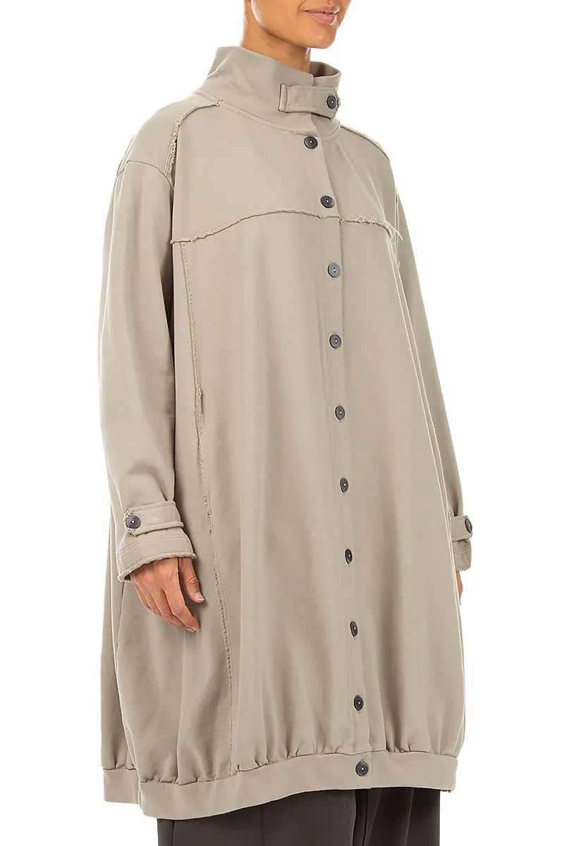 High Collar Olive French Terry Cotton Jacket 3
