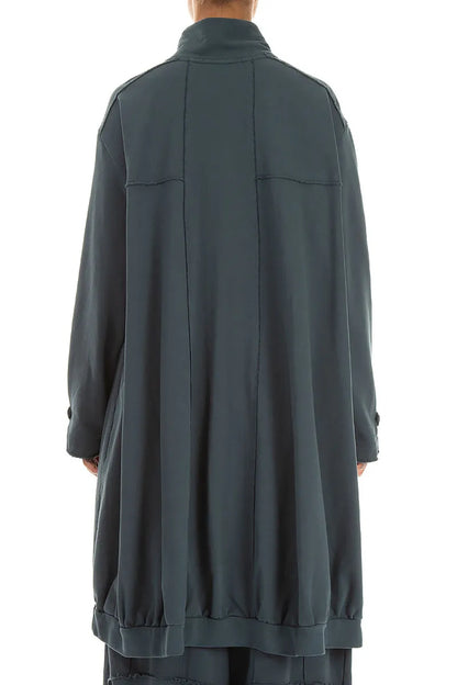 High Collar Slate French Terry Cotton Jacket 2