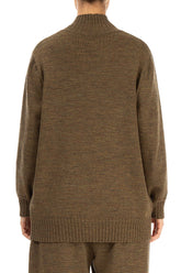 High Neck Khaki Knitted Wool Jumper 2