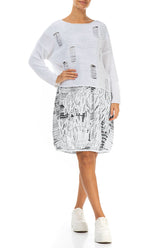 Distressed Detail White Linen Jumper 4